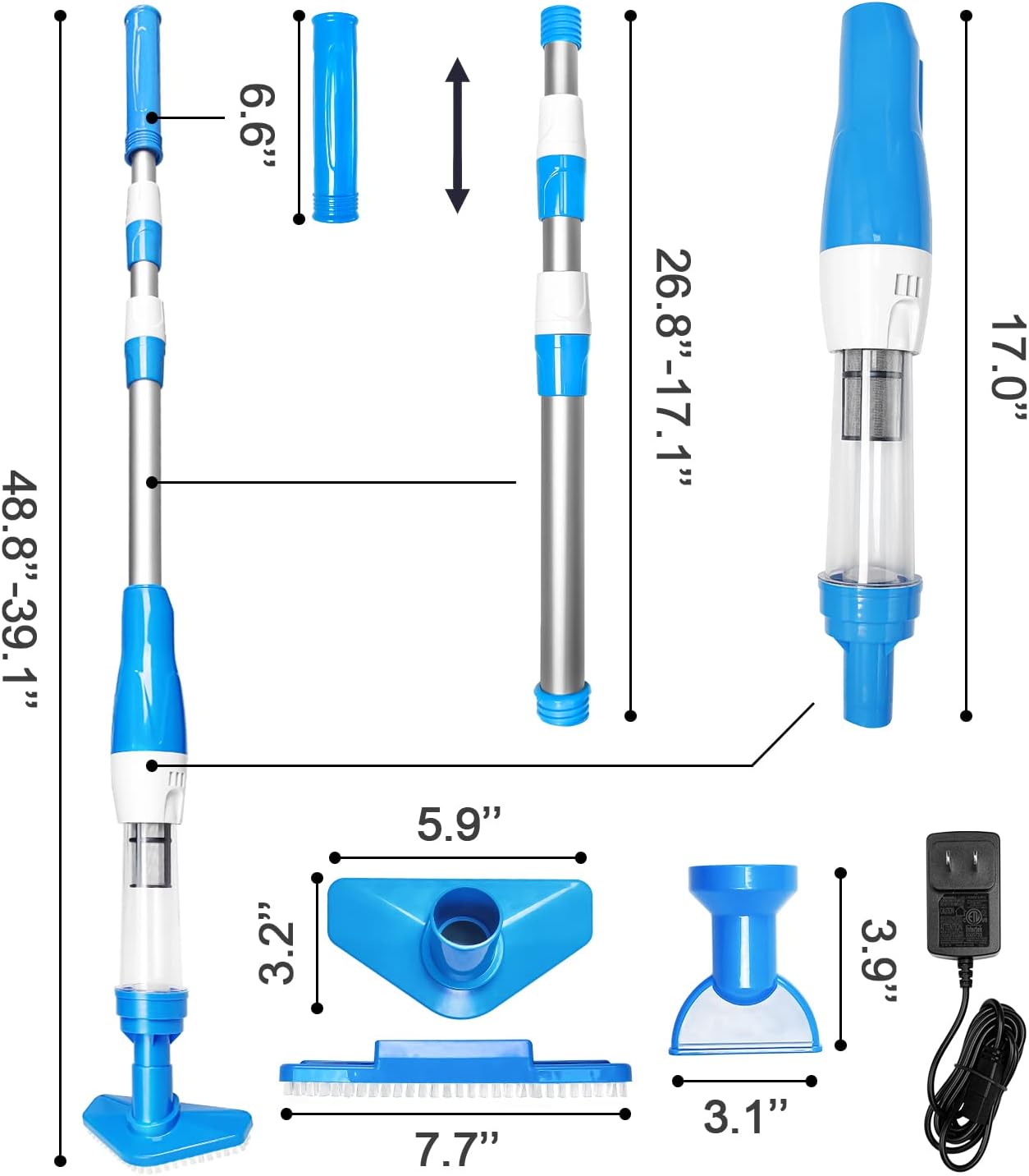 Rechargeable Cordless Electric Vacuum Cleaner for Pool and Spa