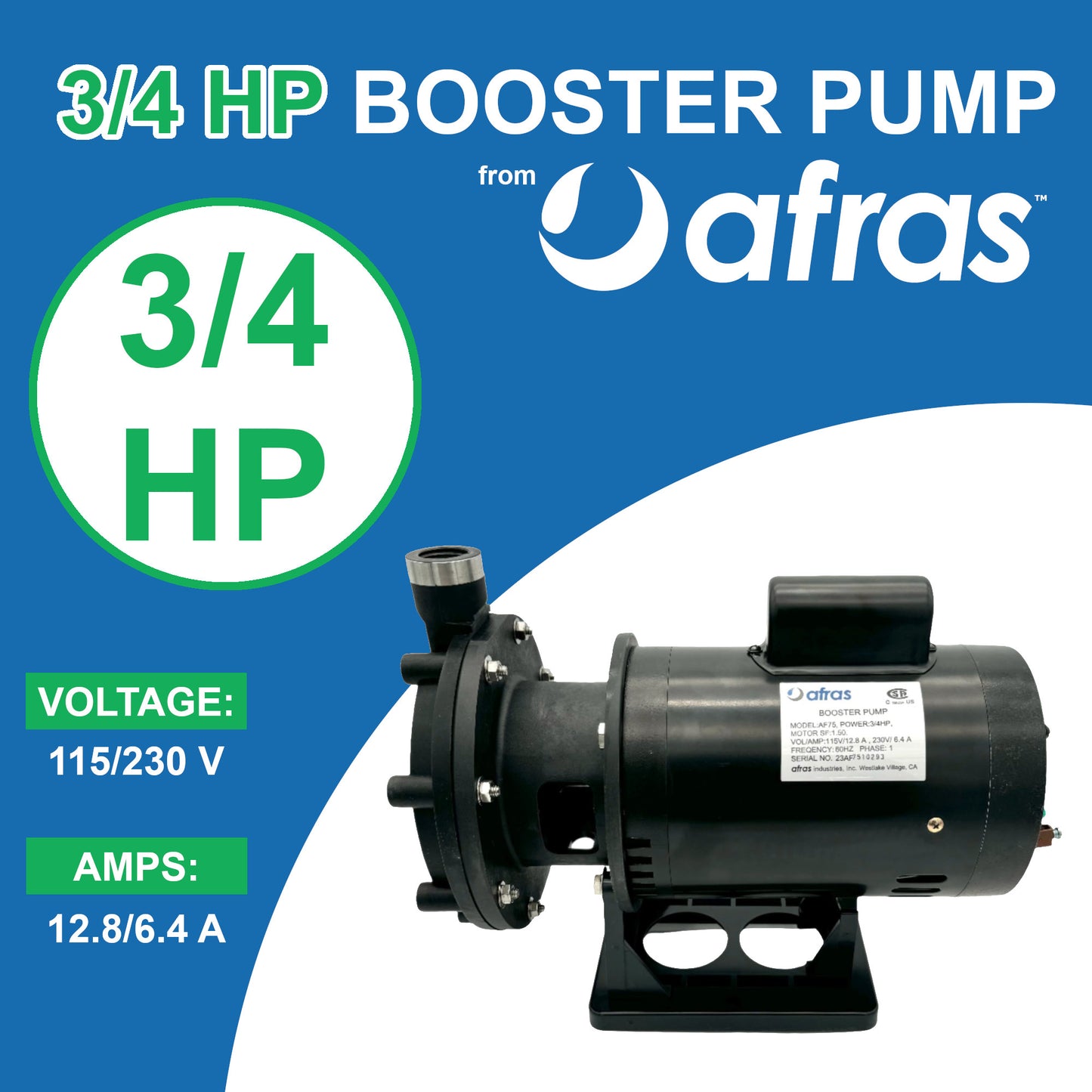 Afras 3/4 HP Booster Pump – Powerful Performance for Pressure Side Pool Cleaners