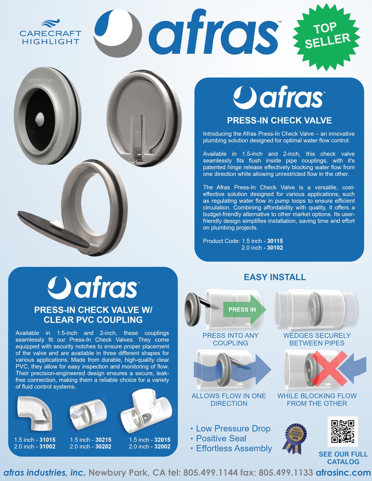 Afras Press-In Check Valve