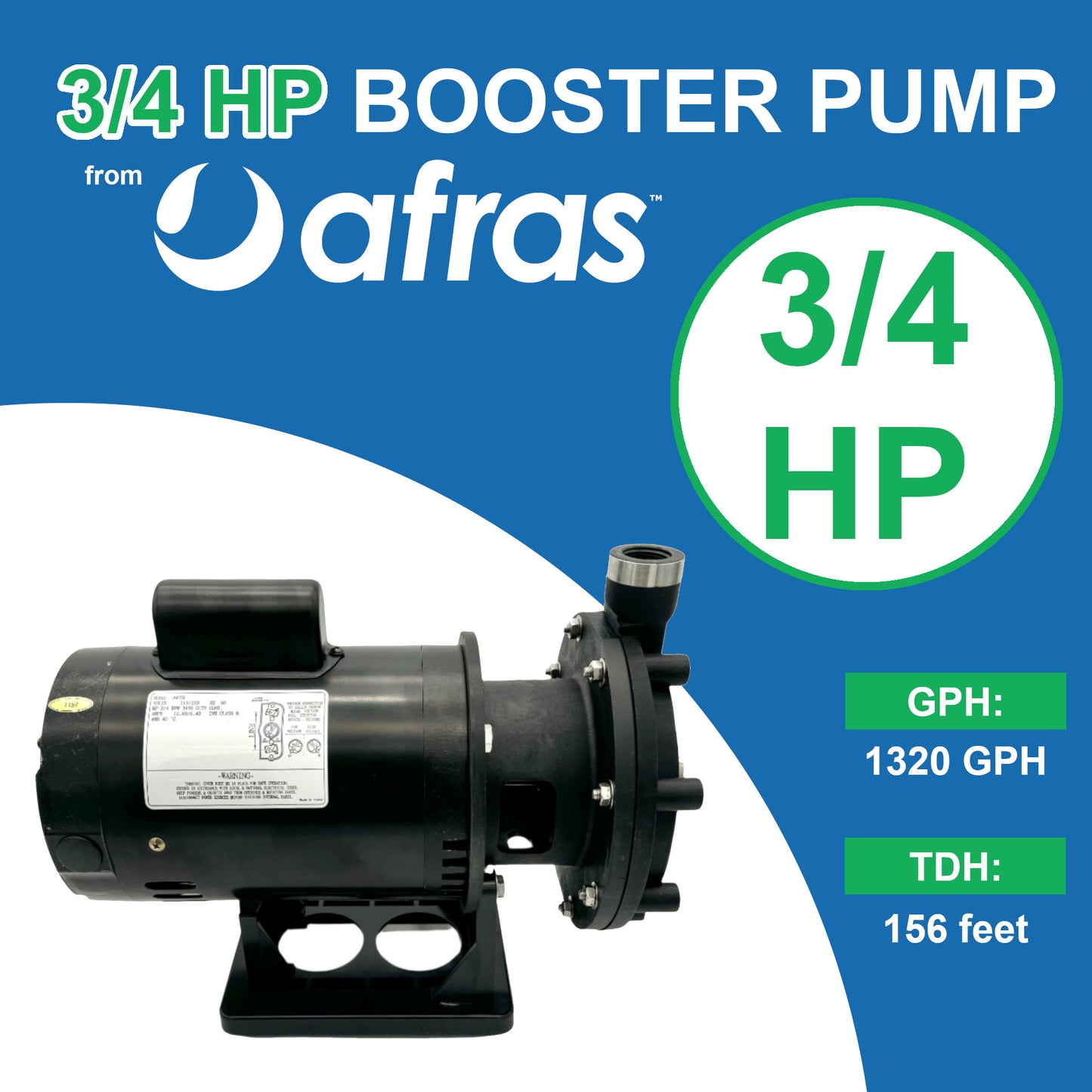 Afras 3/4 HP Booster Pump – Powerful Performance for Pressure Side Pool Cleaners