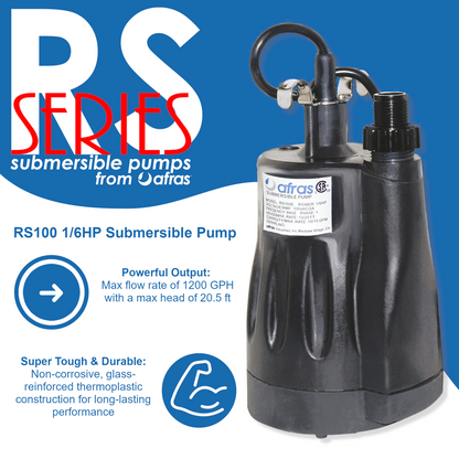 Afras RS100 1/6HP Submersible Pool Pump