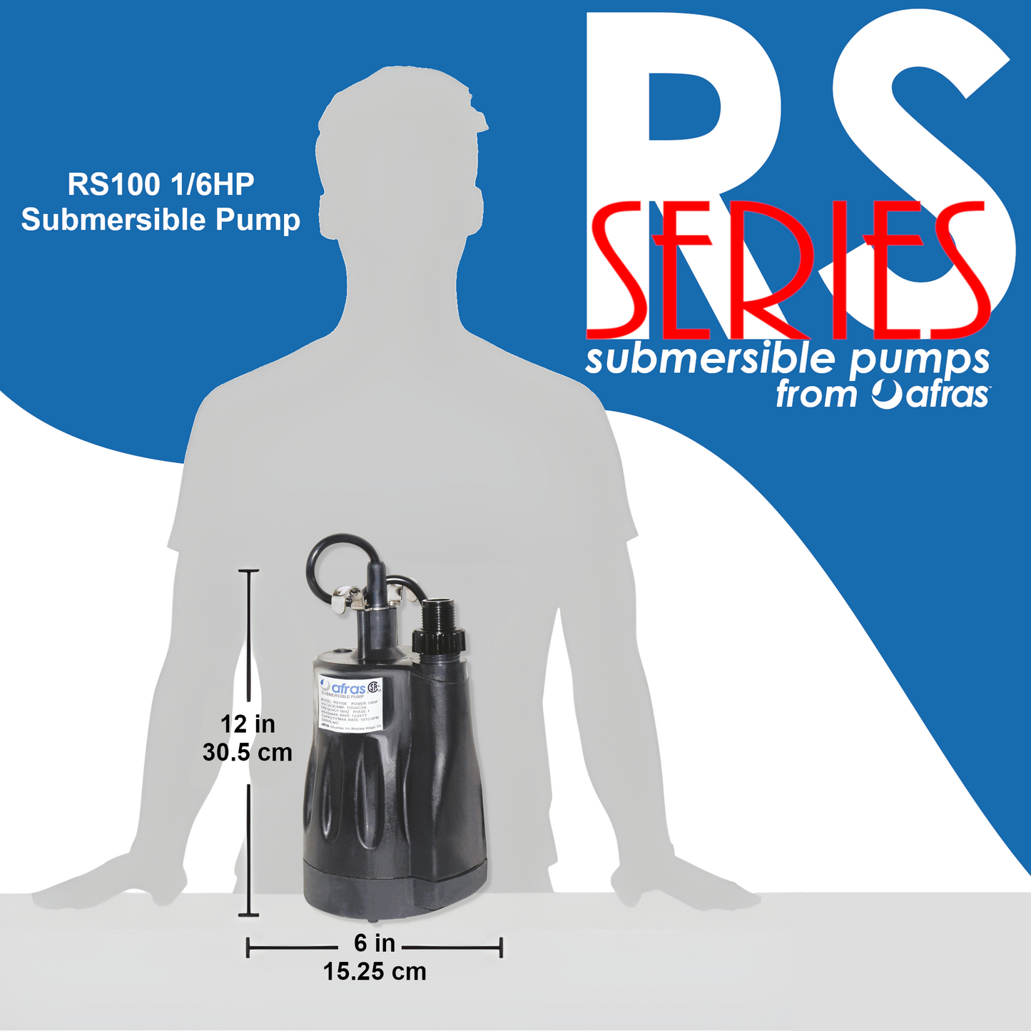 Afras RS100 1/6HP Submersible Pool Pump